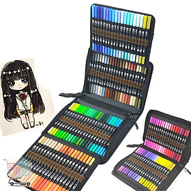 Художні акварельні маркери 100 штук двосторонні фломастери для малювання з сумкою для зберігання.