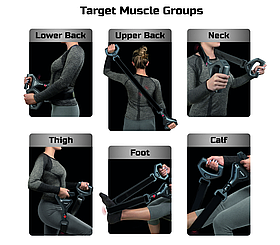 Масажер для тіла з вібрострічкою та насадками для перкусійного масажу для зняття болю та відновлення