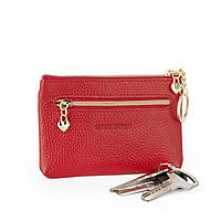 Ключниця шкіряна з кільцем на блискавці VC2013 червона