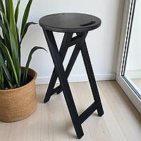 Розкладний Дерев'яний Табурет для Бару, Кухні, Кафе, Піцерії з Натурального Дерева Ясен чорний  63см
