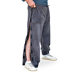 Адаптивні штани при травмуванні ніг флісові сірі