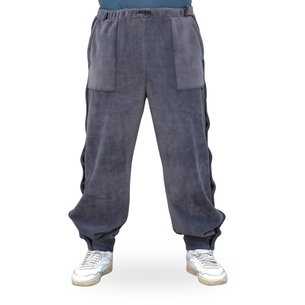 Адаптивні штани при травмуванні ніг флісові сірі батал, фото 1