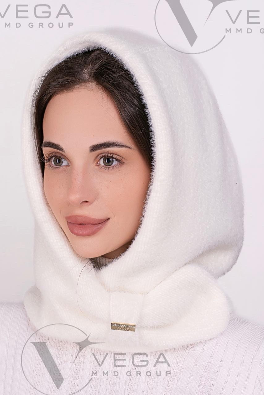 Модний новий капор ангора на флісі, колір молоко, фото 1