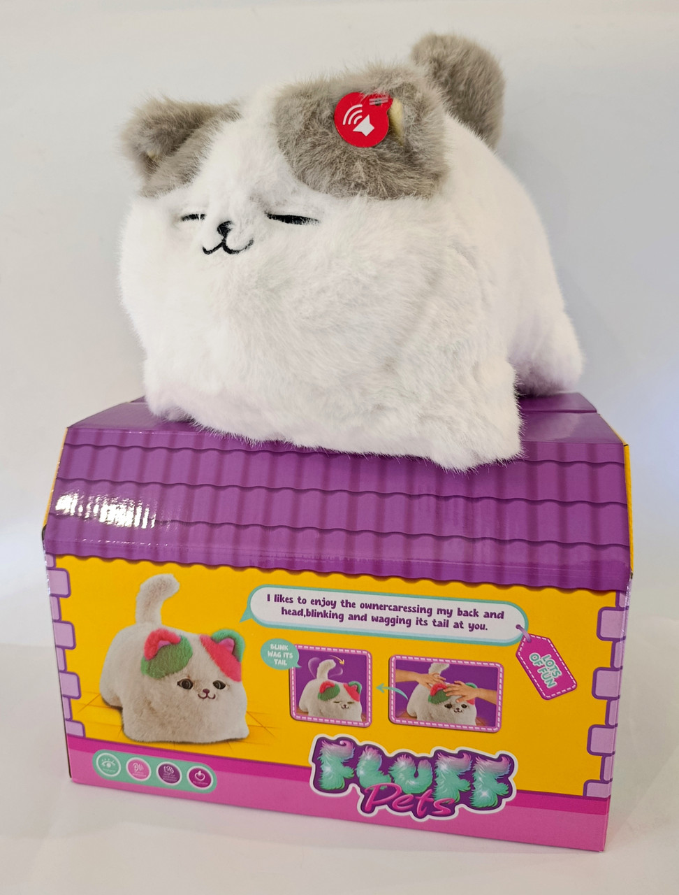Інтерактивний пухнастий котик, нявкає, мурчить і реагує на дотики вид 1, фото 1