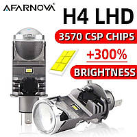 Мінілінзи LED H4 90W/100W 20000 Lm 6000K Bi-LED, автомобільні світлодіодні лампи ближнє/дальнє світло, комплект 2 шт.