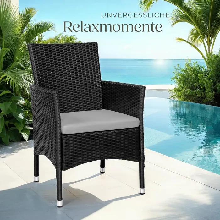 Комплект із 2 ротангових стільців Nantes, чорний/бежевий колір