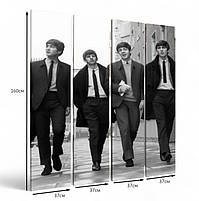 Велика чорно-біла ретро картина Бітлз The Beatles музиканти Друк на полотні 148x160см, фото 4