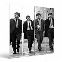 Велика чорно-біла ретро картина Бітлз The Beatles музиканти Друк на полотні 148x160см, фото 2