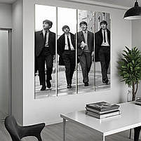 Велика чорно-біла ретро картина Бітлз The Beatles музиканти Друк на полотні 148x160см, фото 3