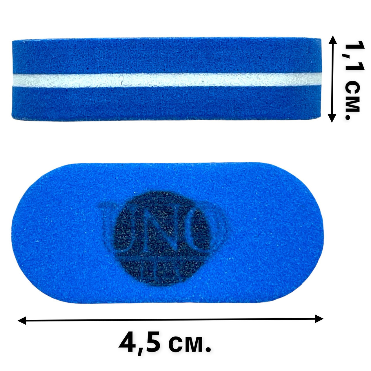 Набір №005 синіх овальних міні бафіків 180/240 грит (4,5 см; 50шт./уп.) для манікюру та педикюру, фото 1