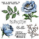 Набір силіконових штампів для скрапбукінгу Квіти і надписи CHT214, фото 2