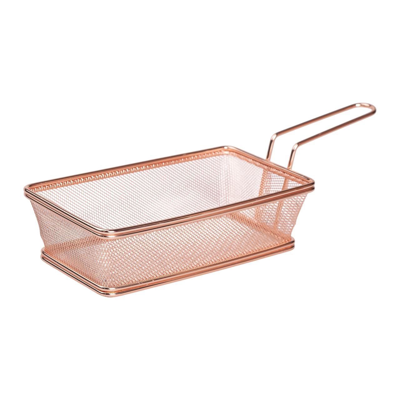 Кошик сервірувальний 21×11.5×5.5 см для подачі картоплі фрі та снеків з ручкою Рожевий HP-19-11-R, фото 1