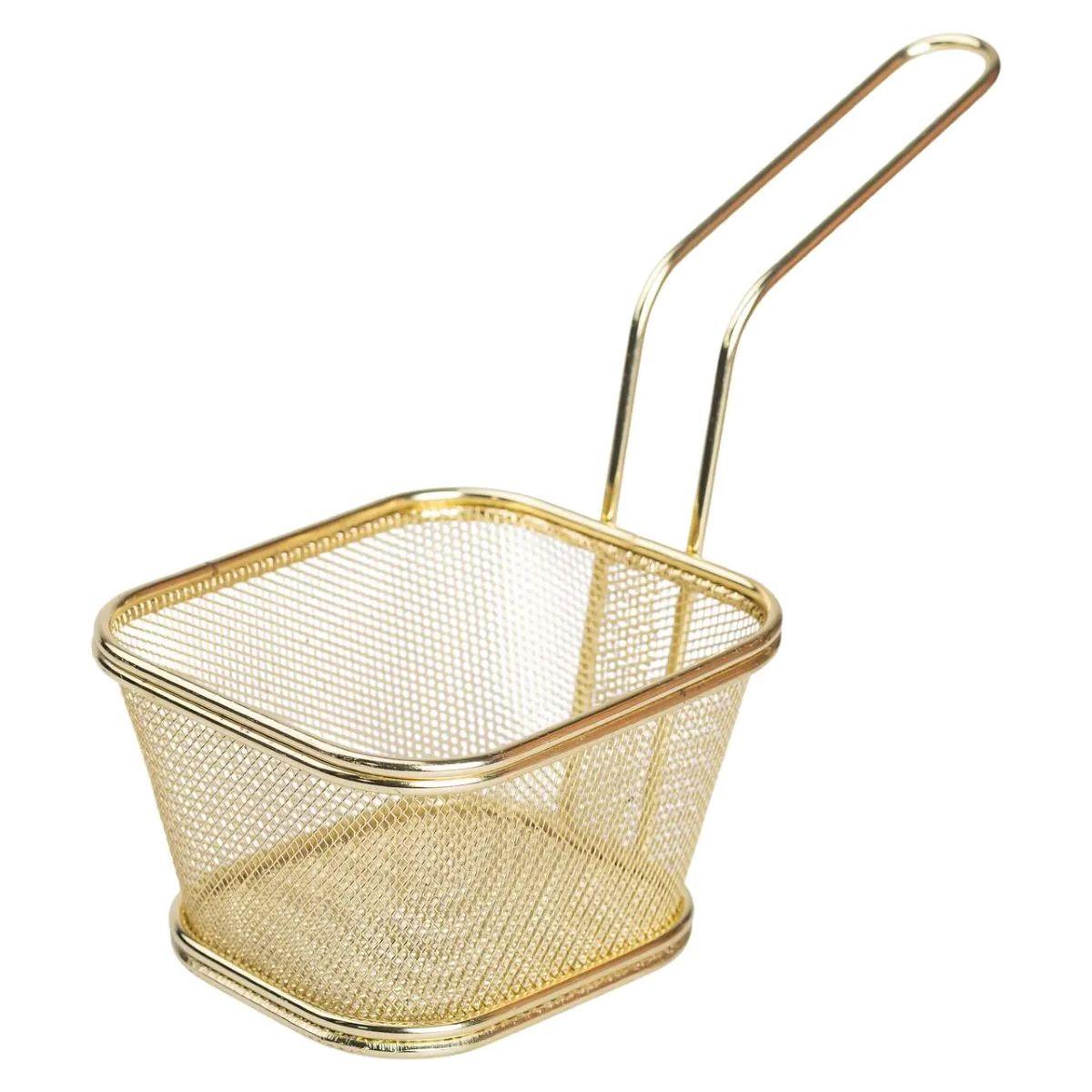 Кошик сервірувальний для картоплі фрі та снеків 13×11×7 см Золота HP-19-4-L-G, фото 1