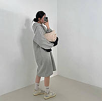 Тепле плаття з капюшоном жіноче тринитка на флісі прямого крою 42-46