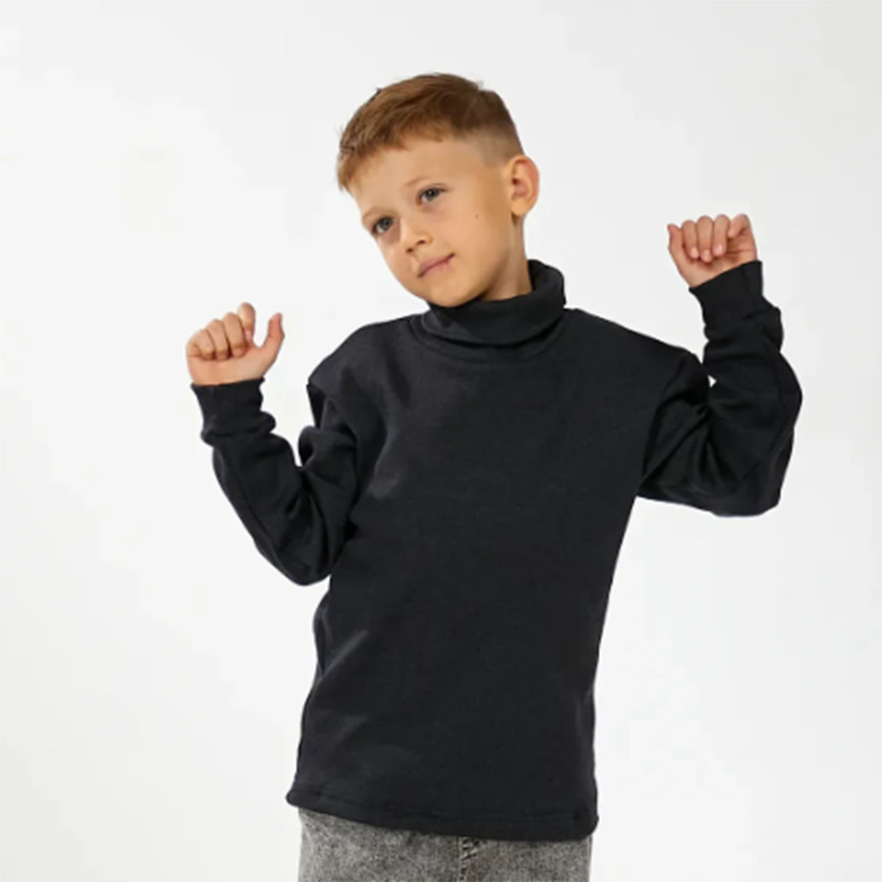 Гольф-водолазка з начосом темно-сірого кольору для хлопчика км "ОК" Розмір: 128-134 (33078-3), фото 1