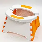 Портативний складний туалет для дітей, Білий оранж / Дорожній горщик для дітей / Складний горщик, фото 3
