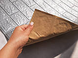 Декоративна самоклеюча 3D панель під срібну цеглу 700x770x5 мм, фото 3
