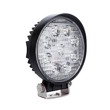 LED кругла фара 27W, 9 ламп, широкий промінь 10/6000K 30V Код/Артикул LED 27 круг-01