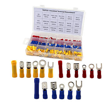Набір клем із ізоляцією 180 шт. (18 видів клем) в одному наборі. Код/Артикул ATP789