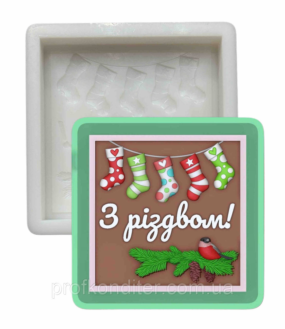 Силіконовий молд для шоколаду та ін "Плиточка З Різдвом", фото 1