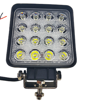 LED (Лед) фара квадратна МТЗ 48W, (16 діодів х 3 ват = 48 Ват), широкий промінь 10/30 V 6000 K Код/Артикул LED 48-01