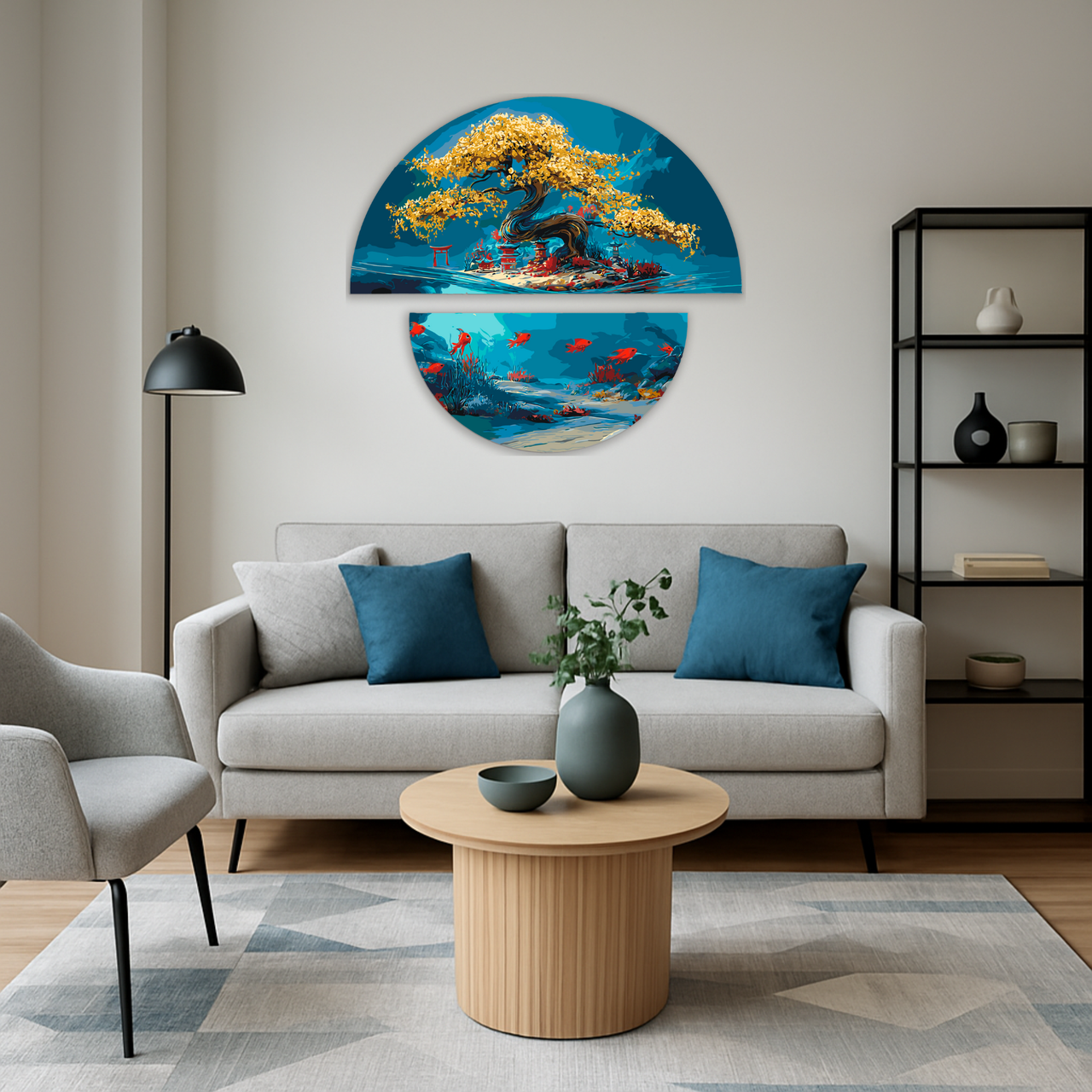 Картина за номерами Пейзаж. Магія природи: суша і море з фарбами металік (напівкруги) 70*70 см Орігамі OSR 1010, фото 1