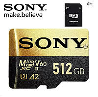 Карта памяти 512GB Sony microSD (V60, A2, U3) с адаптером