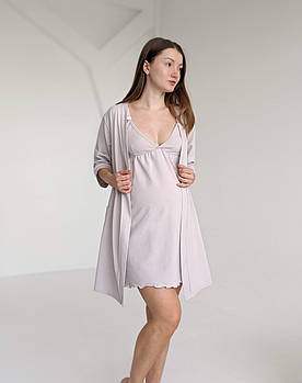 Комплект халат і сорочка з кліпсами для годування CREAMY