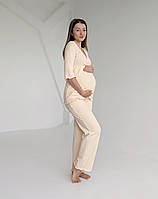 Піжама для вагітних зі штанами WAFFLE (ванільний), фото 3