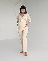 Піжама для вагітних зі штанами WAFFLE (ванільний), фото 4