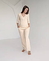 Піжама для вагітних зі штанами WAFFLE (ванільний), фото 2