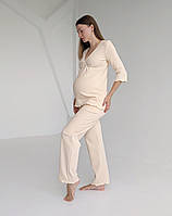 Піжама для вагітних зі штанами WAFFLE (ванільний), фото 6