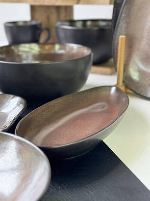 Салатник, миска керамічна овальна Копер 21.5 см арт. 101-0446, фото 2