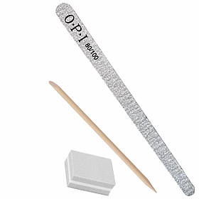 Індивідуальний набір для манікюру: міні-баф, апельсинова паличка 11,5см, пилка крапля OPI 80/100 грит