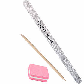 Індивідуальний набір для манікюру: міні-баф, апельсинова паличка 11,5см, пилка крапля OPI 180/180 грит