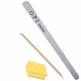 Індивідуальний набір для манікюру: міні-баф, апельсинова паличка 11,5см, пилка крапля OPI 240/240 грит