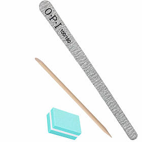 Індивідуальний набір для манікюру: міні-баф, апельсинова паличка 11,5см, пилка крапля OPI 100/180 грит