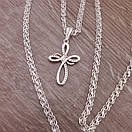 Срібна цепочка з хрестиком жіноча Струмочок. Срібний хрестик і ланцюжок Струмок. 50 см, фото 5