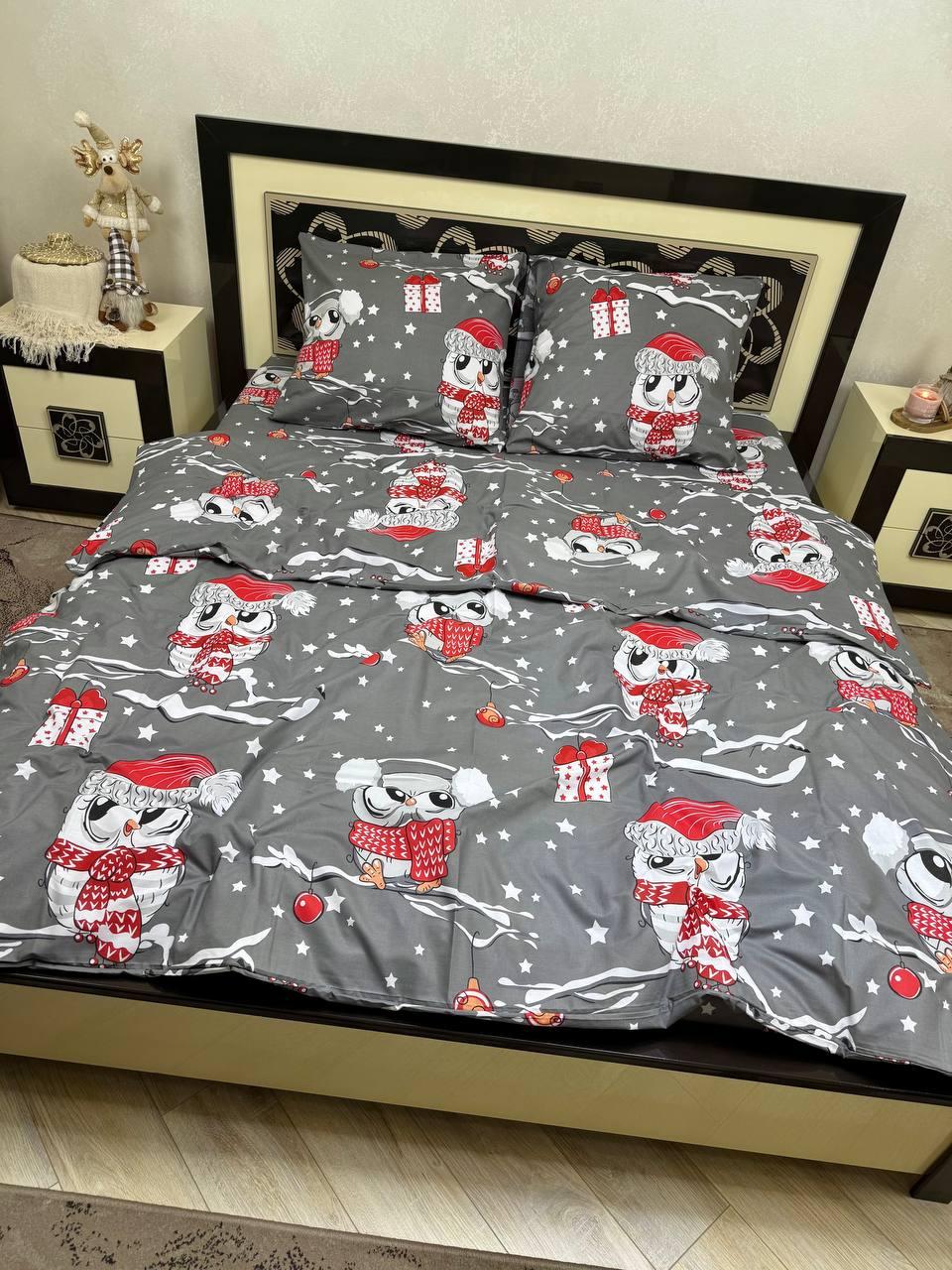 Постільна білизна дитяча новорічна Совенята, бязь, фото 1