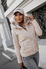 Молодіжна демісезонна коротка куртка бежевого кольору 1050 Розміри 42- 52