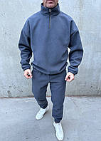 Чоловічий теплий повсякденний костюм вельвет на флісі. Чорний/графіт/синій. 46-48; 50-52; 54-56.