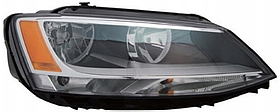 Фара права Volkswagen Jetta 6 10-18 Depo H7*2/PY21W/P21W/W5W*2, -лампа, USA TYPE, жовт.вставка
