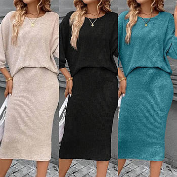 Костюм жіночий спідниця і кофта з теплої ангори (Норма та напівбатал)