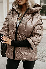 Молодіжна демісезонна стьобана куртка чорного кольору 1057 Розміри 42- 52