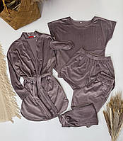 Велюрова піжама з 5 предметів Коричневий Велюр Для Дівчинки