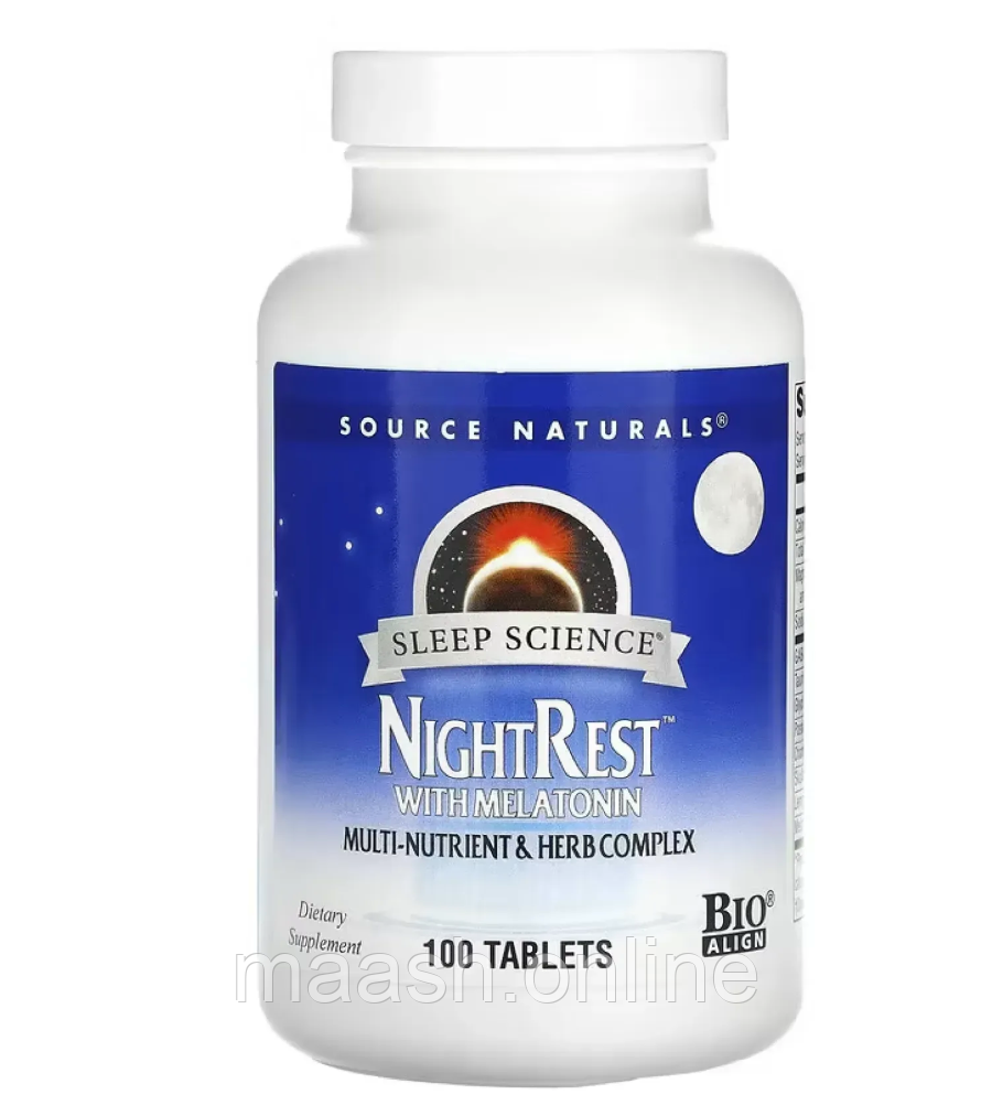 Sleep Science® NightRest Melatonin Комплекс для сну з мелатоніном Source Naturals, 100 табл, фото 1