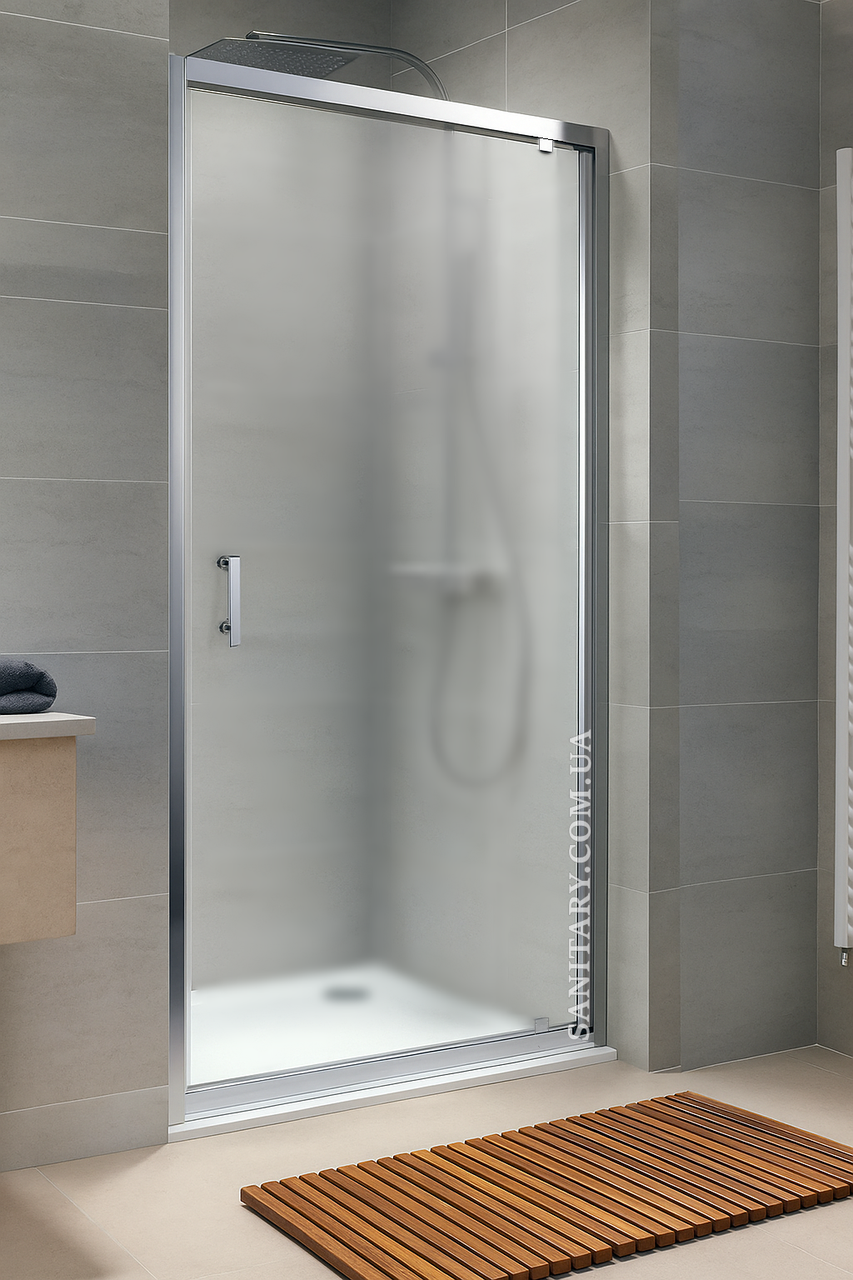 Душові двері розпашні 90x190 см Sunways Opal  двері для душу загартоване матове скло 5мм, фото 1