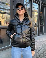 Куртка жіноча веснянка шкіряна з капюшоном S M L. Куртка жіноча тепла Демі шкіряна 42 44 46