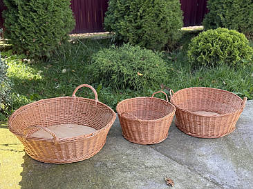 Круглі корзини для квітів з ручками (3)