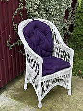 Плетене крісло в білому кольорі в наборі з мʼяким матрасом, фото 5